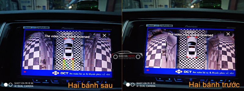 Camera 360 DCT trên Toyota Vios 2019 cho phép nhìn thấy rõ bánh trước 2 bên và bánh sau 2 bên