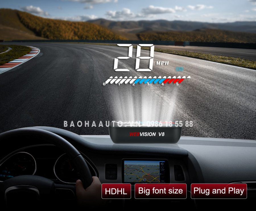 Giá Màn hình Webvision HUD V8 hiển thị thông tin trên kính lái