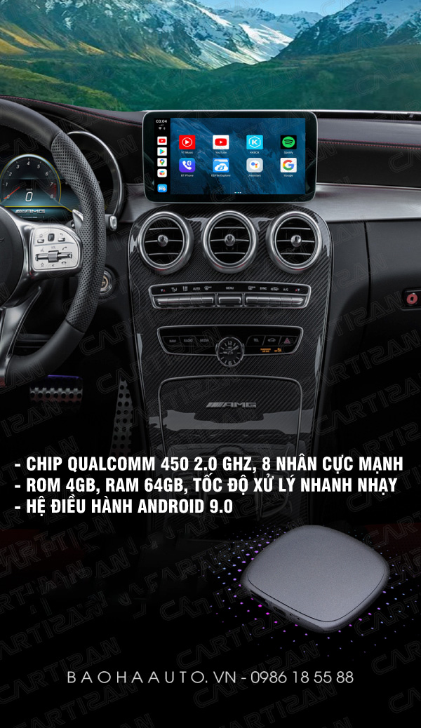 Hộp chuyển đổi màn hình ô tô Carplay Android Box Ai PICASOU