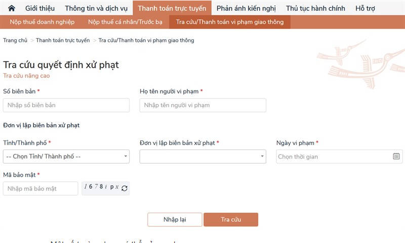 Hướng dẫn nộp phạt vi phạm giao thông ngay tại nhà