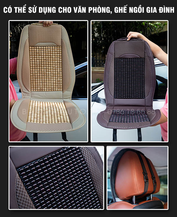 Lót ghế hạt gỗ ô tô, đệm ghế hạt gỗ loại liền tấm siêu bền