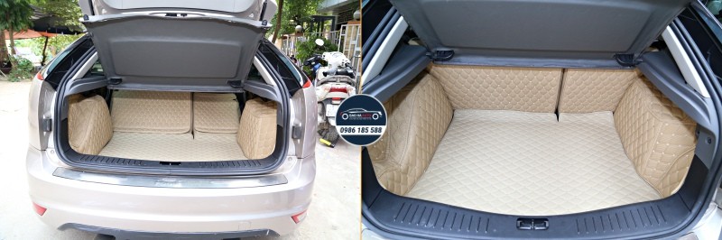 Thảm lót cốp ô tô da carbon 5D xe FORD cao cấp (giá rẻ, đẹp)