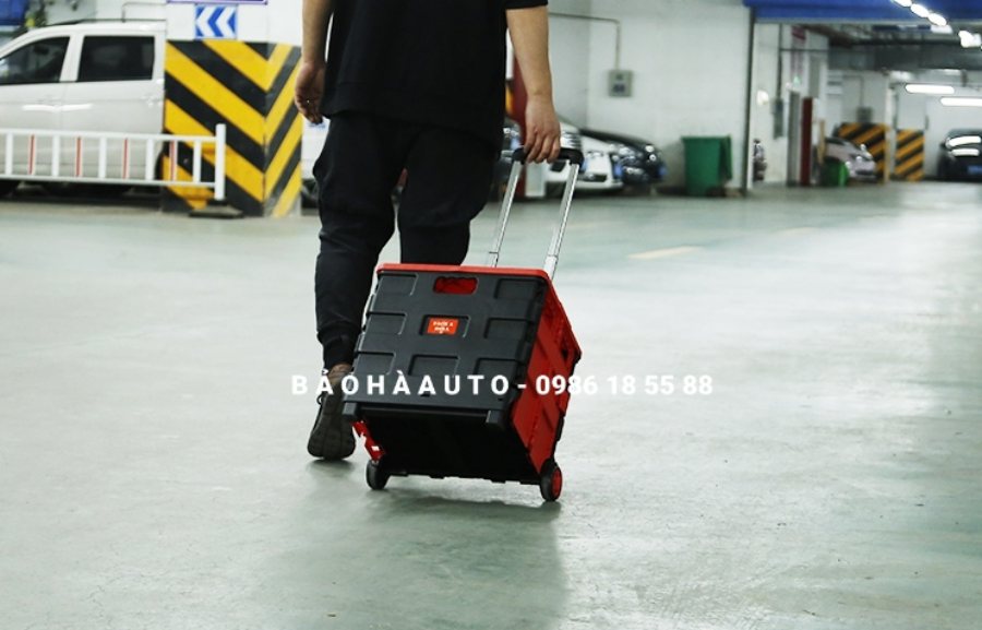 Thùng đựng đồ gấp gọn có tay kéo bánh xe (Nhựa cao cấp)