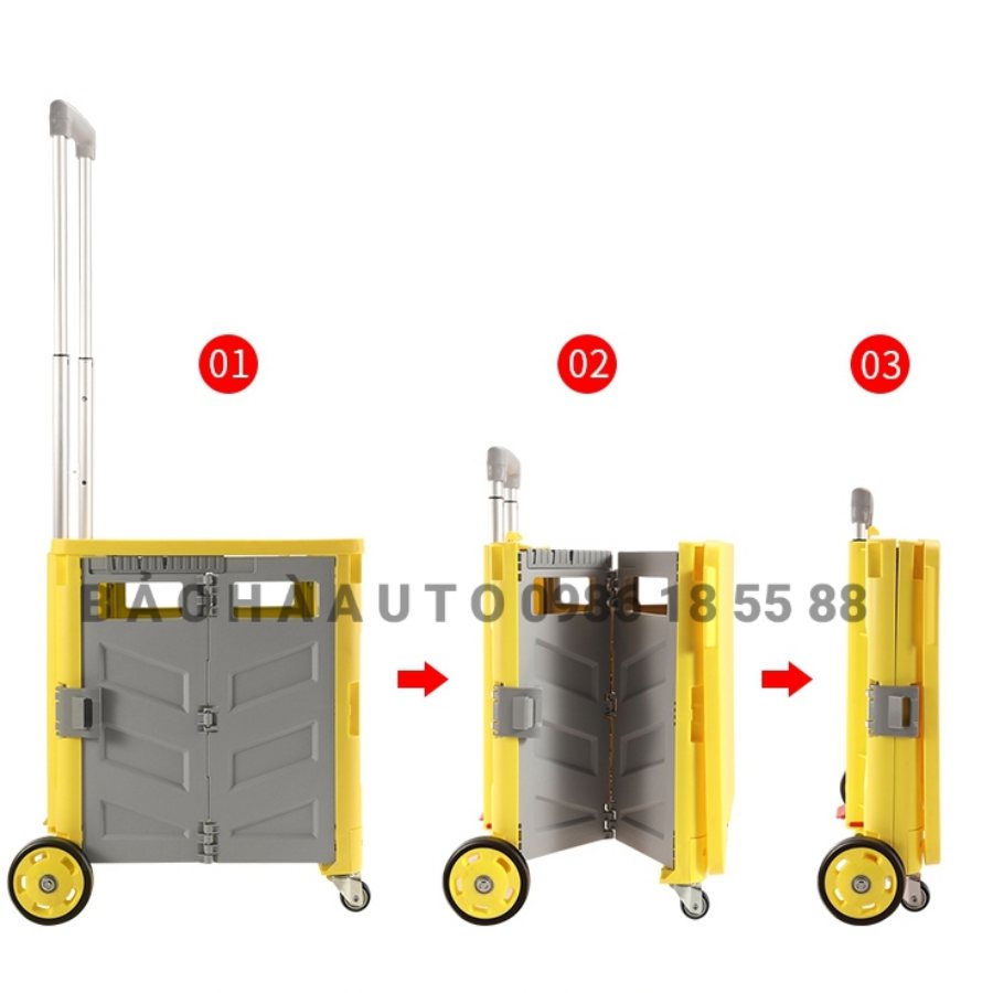 Thùng đựng đồ gấp gọn có tay kéo bánh xe (Nhựa cao cấp)